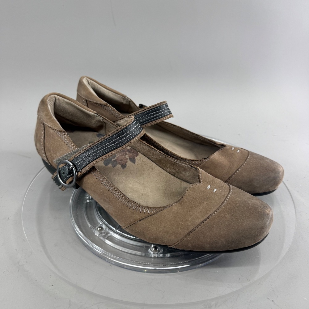 Taos Womens Mary Jane Leather Low Heel Buckle Strap Brown Shoes Size 9.5 40